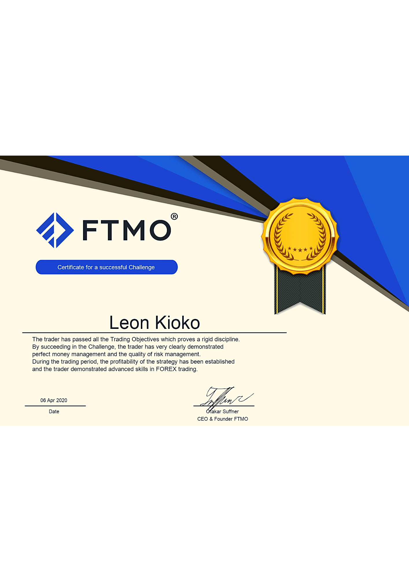 FTMO — Proprietary Capital Evaluation · Passed